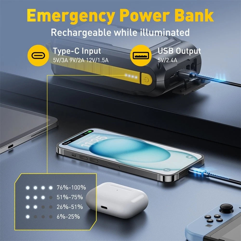 12000mAh Car Jump Starter Power Bank with LED Light for Universal Use