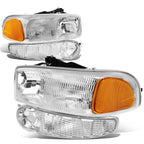 Clear Amber Headlight & Bumper Turn Signal Lamps for GMC Sierra/Yukon Denali (2001–2007)