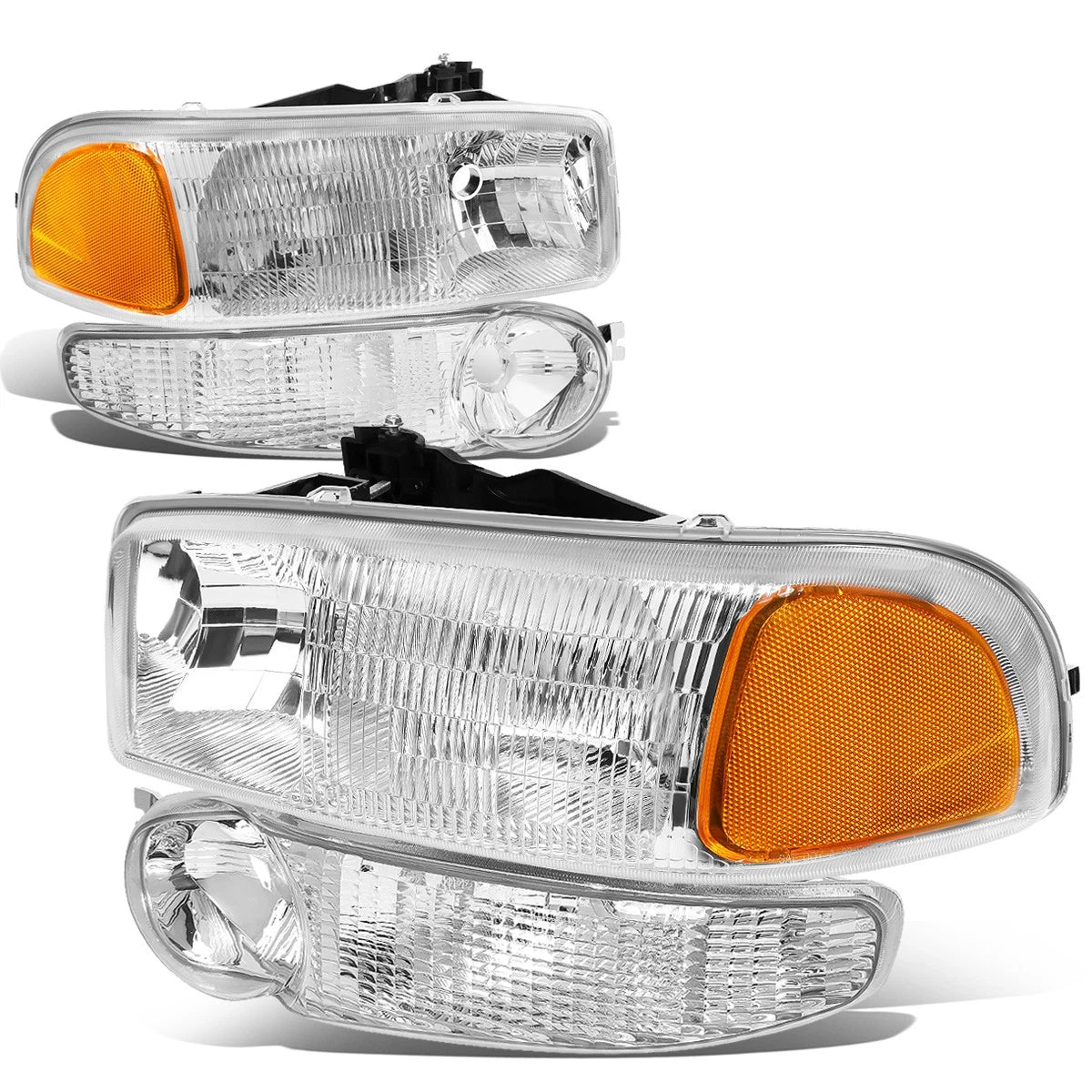 Clear Amber Headlight & Bumper Turn Signal Lamps for GMC Sierra/Yukon Denali (2001–2007)