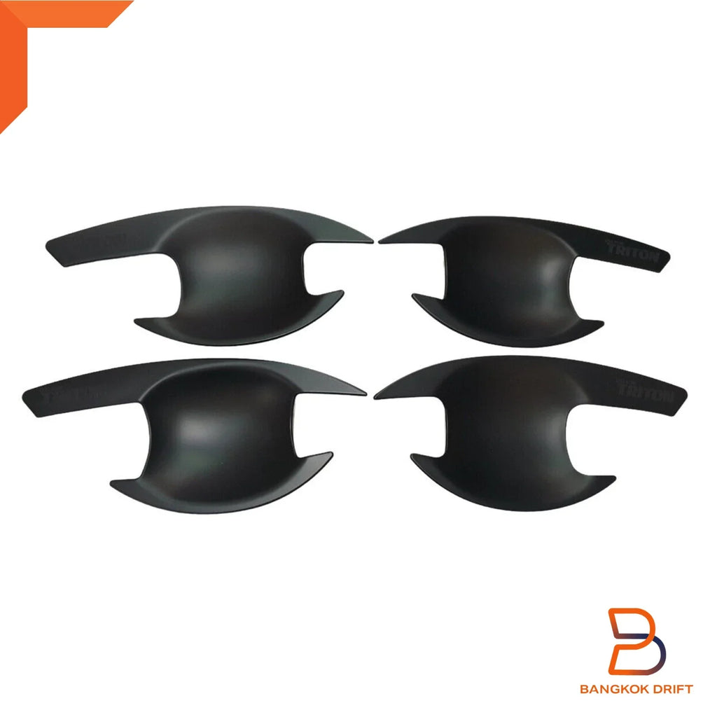 4PC Matte Black Door Handle Insert Cup Bowl for Mitsubishi Triton Ute (15-23)