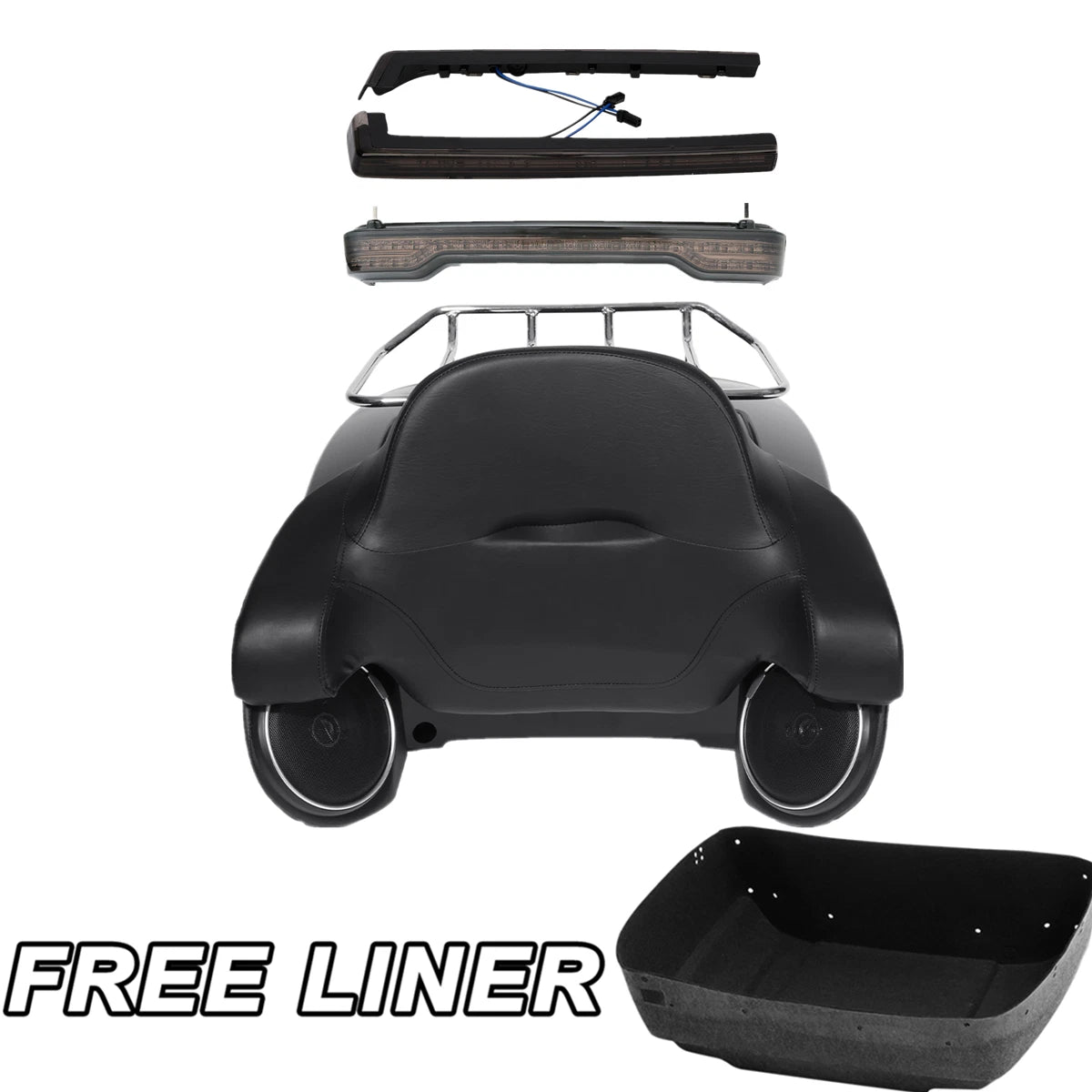 King Trunk Pad Smoked LED Light Speakers for Harley Touring (2014–2026)