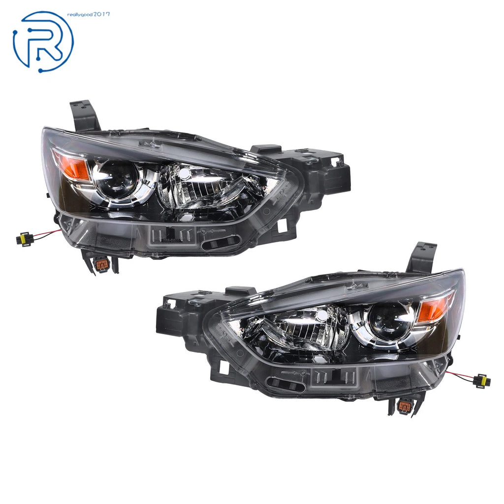 LH+RH Side Pair Halogen Black Housing Headlights for Mazda CX-3 (2016–2022)