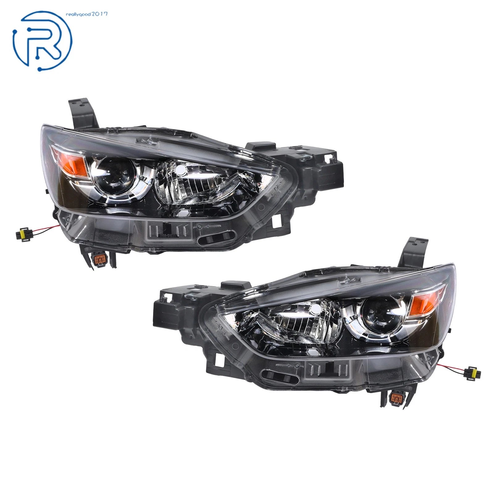 LH+RH Side Pair Halogen Black Housing Headlights for Mazda CX-3 (2016–2022)