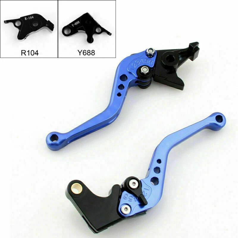 Short Brake Clutch Levers Set for Yamaha YZF R6 (2005–2014), R1 (2004–2008) - Blue T9