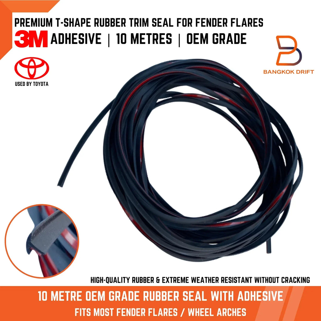 10M Premium T-Shape Rubber Edge Trim Fender Flare Seal 3M Adhesive for Car Truck