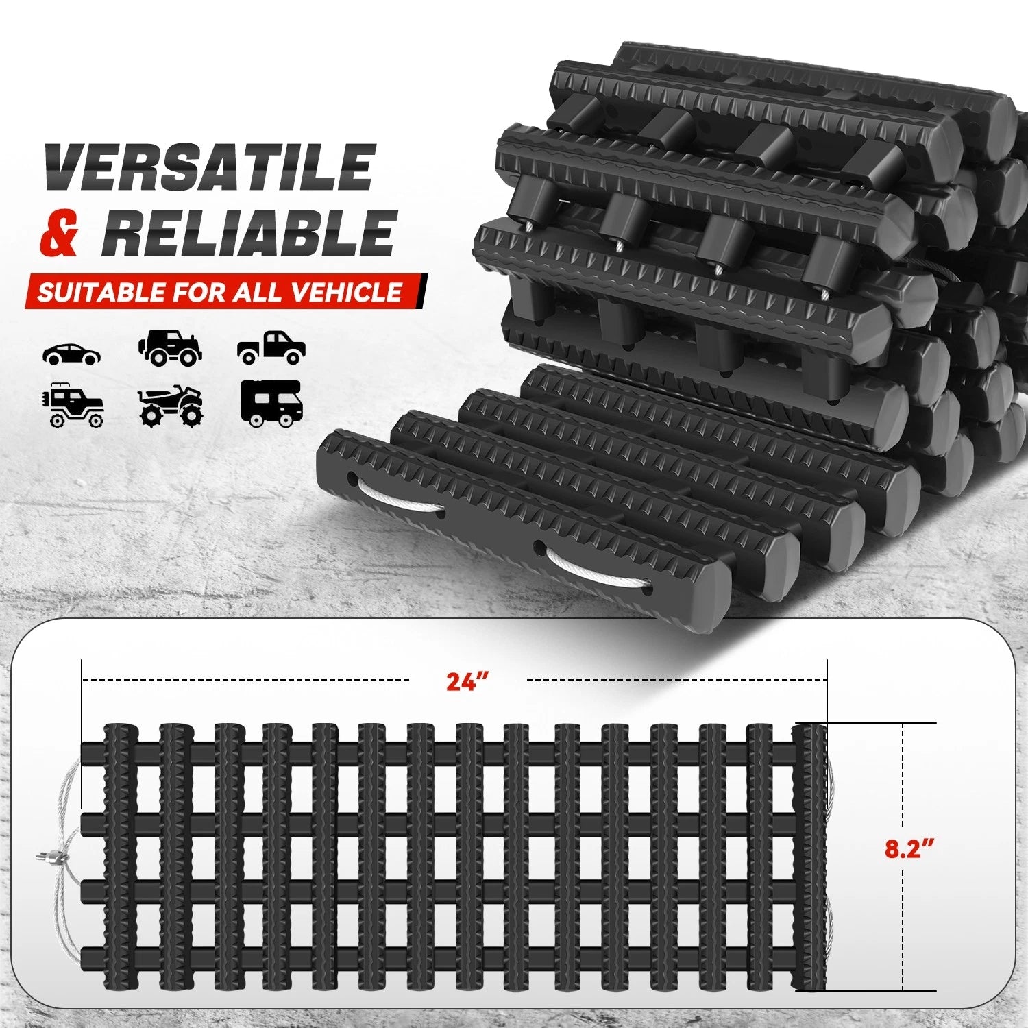 Set of 2 Sand Snow Recovery Traction Tracks Mats for Cars Trucks (24")