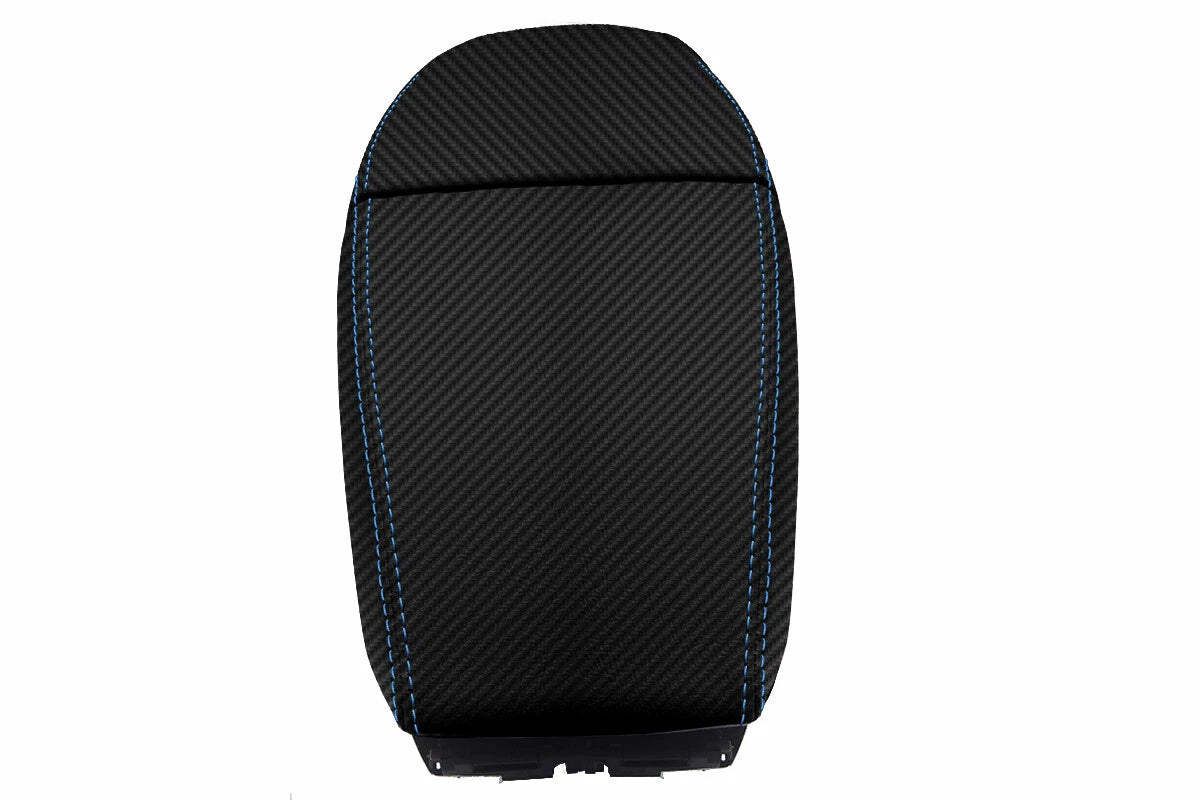 Carbon Fiber Console Lid Armrest Cover for BMW E63 E64 (2003–2010) Blue Stitch