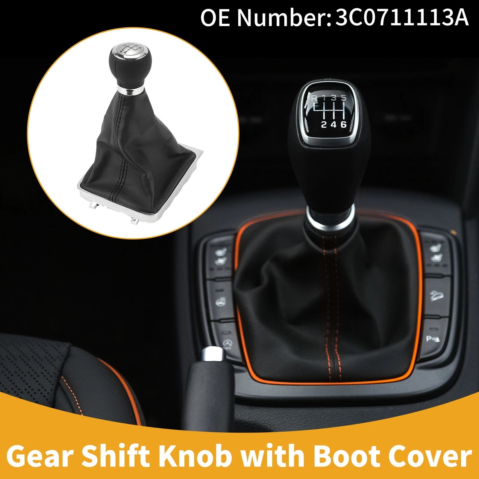 5 Speed Gear Shift Knob with Cover No. 3C0711113A for VW Passat (2006–2010)