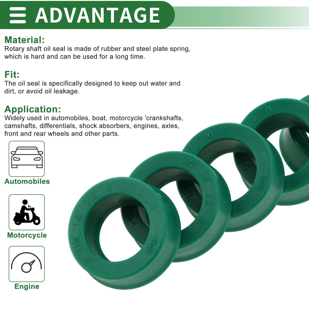 Set of 5 Oil Seal Ring 14x22x8mm for Rotary Shaft (High Pressure)