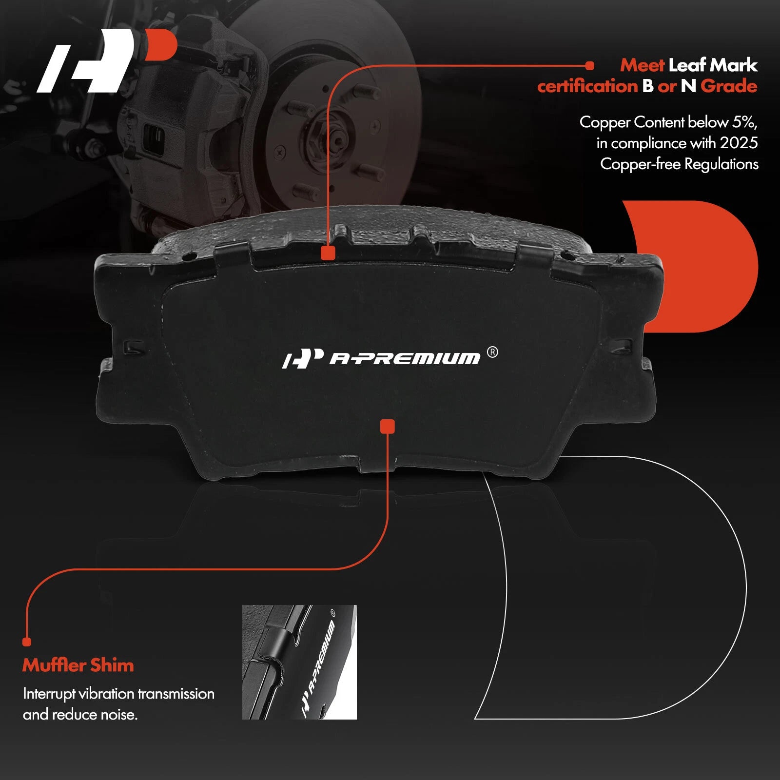 Rear Brake Rotor Pad and Caliper for Lexus ES350 (2008–2011)