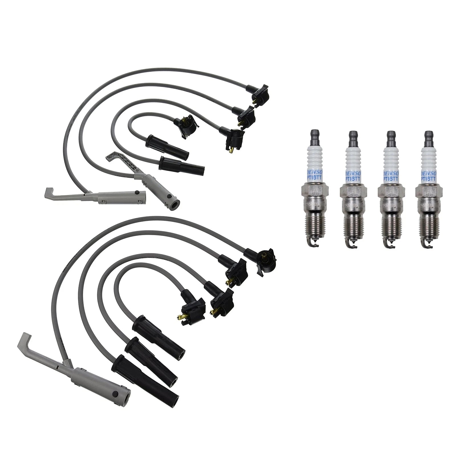 Denso 8mm Wire Set & 4 Platinum TT Spark Plugs for Mazda B2500 (1998–2006)