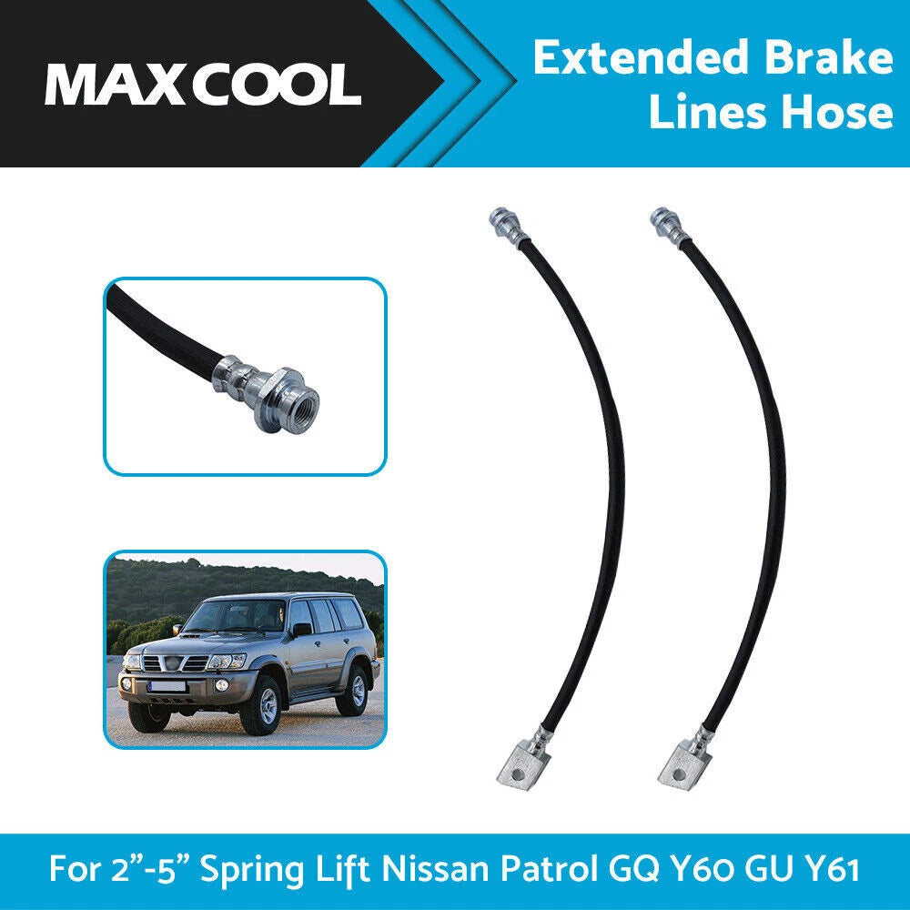 2X Extended Brake Lines Hose for Nissan Patrol GQ Y60 GU Y61 (1990–2023)
