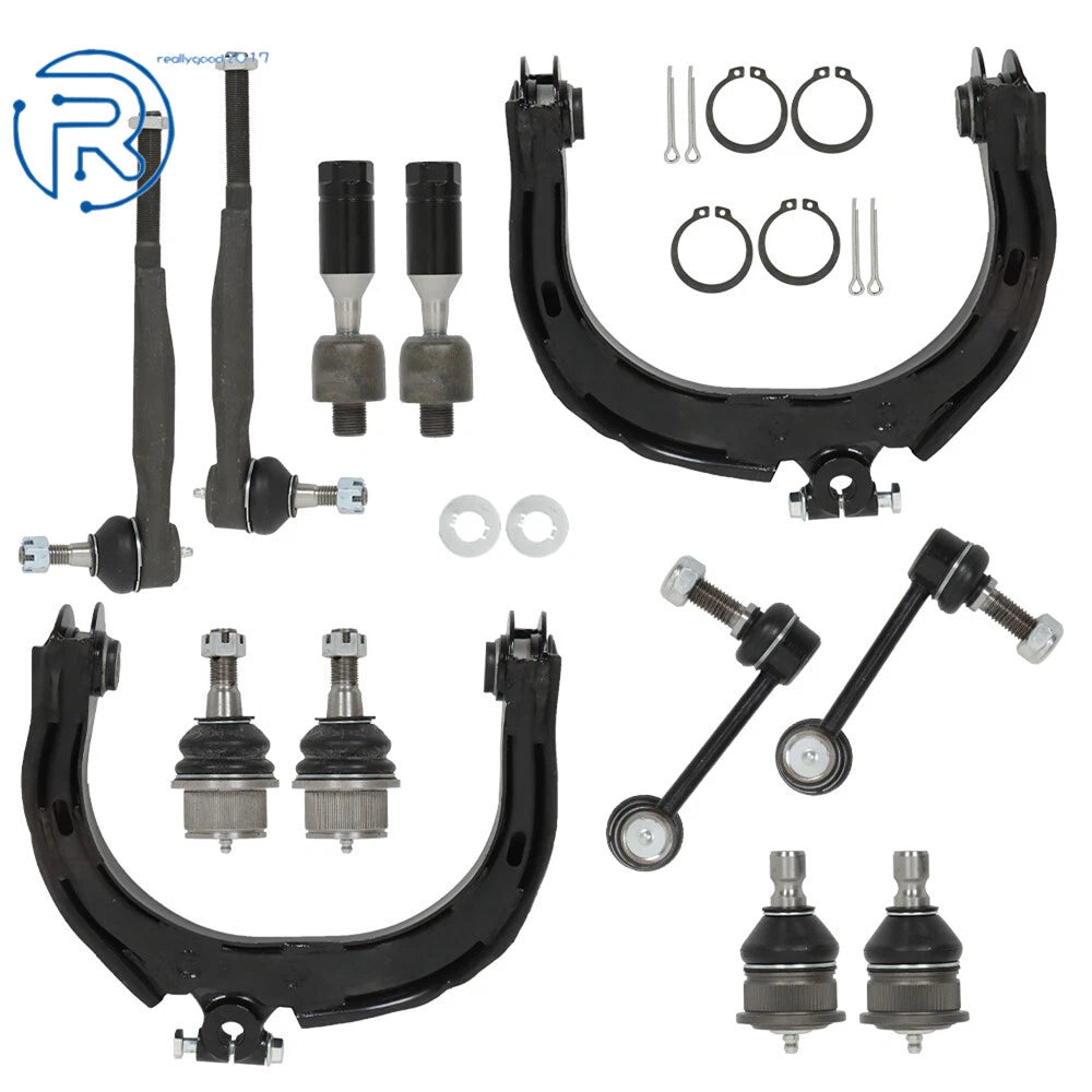 Set of 12 Front Upper Control Arm Sway Bar Tie Rod Kit for Chevy Trailblazer GMC Envoy