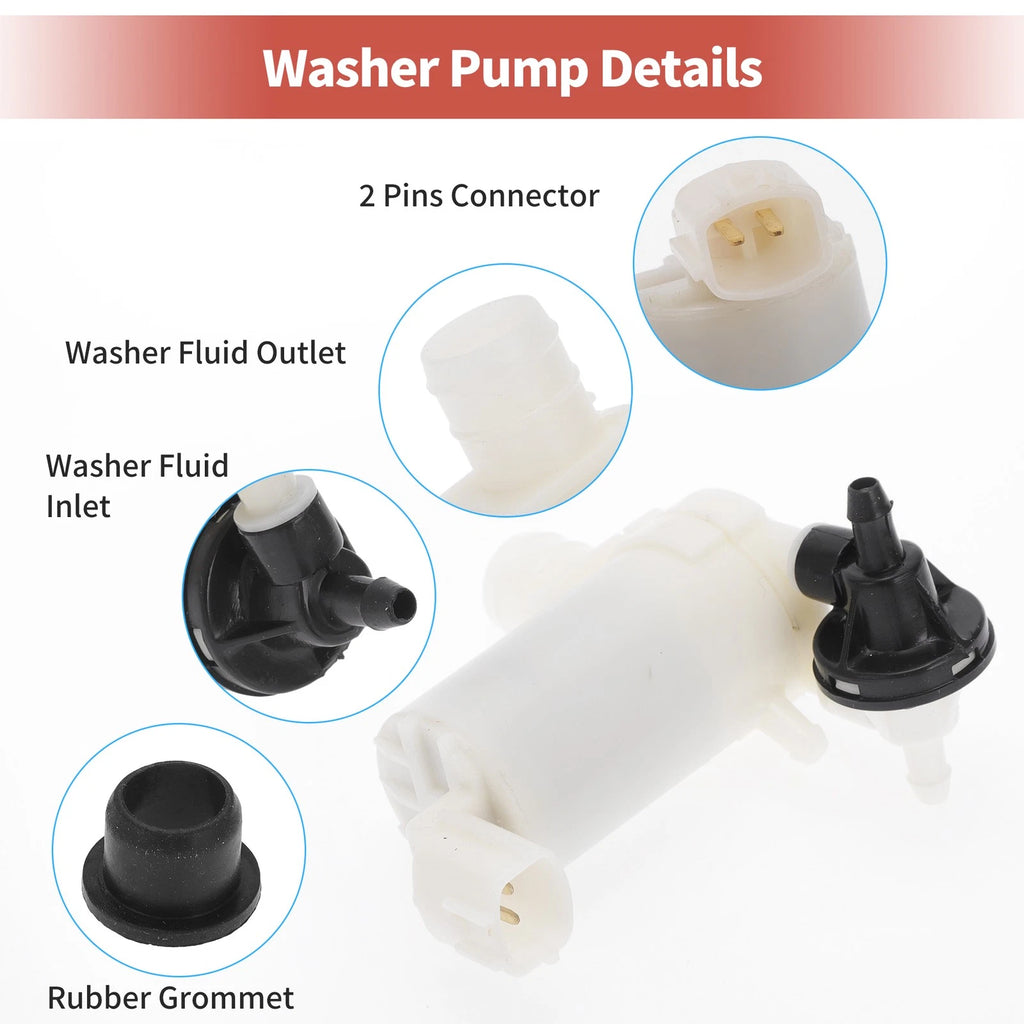 Windshield Washer Pump w/ Grommet for Mazda 2 (No.DG8067482)