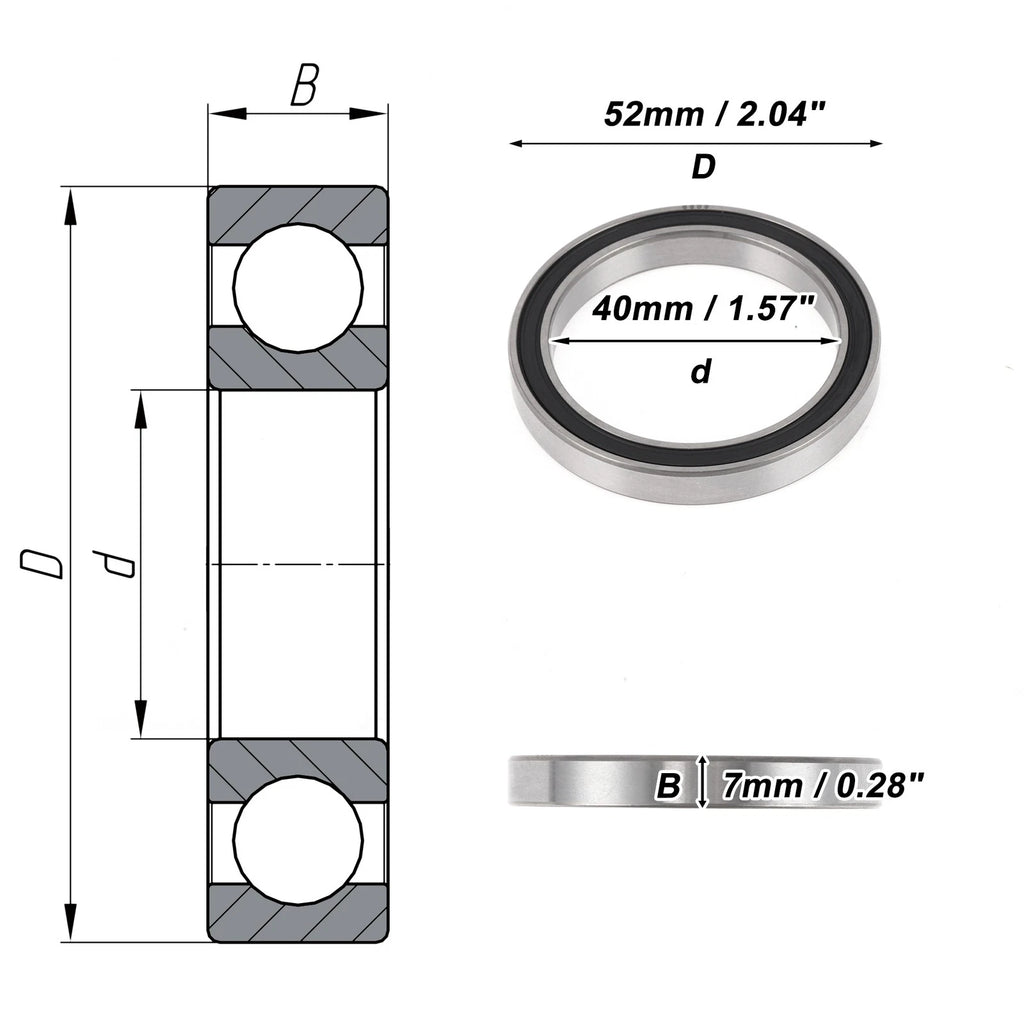 Deep Groove Ball Bearing 6808DD for Scooter Skateboard Wheel (40x52x7mm)