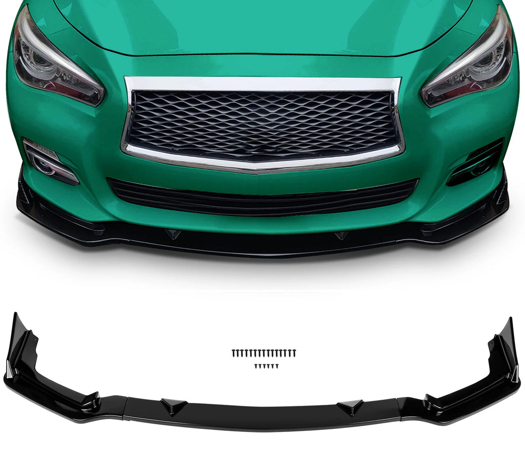 3PCS Front Bumper Lip for Infiniti Q50 (2014–2017) Glossy Black
