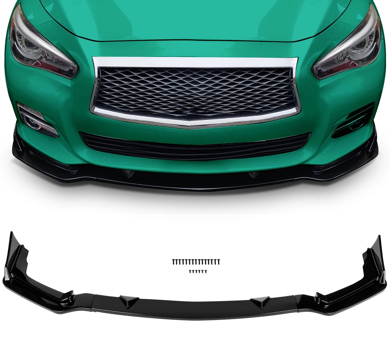 3PCS Front Bumper Lip for Infiniti Q50 (2014–2017) Glossy Black
