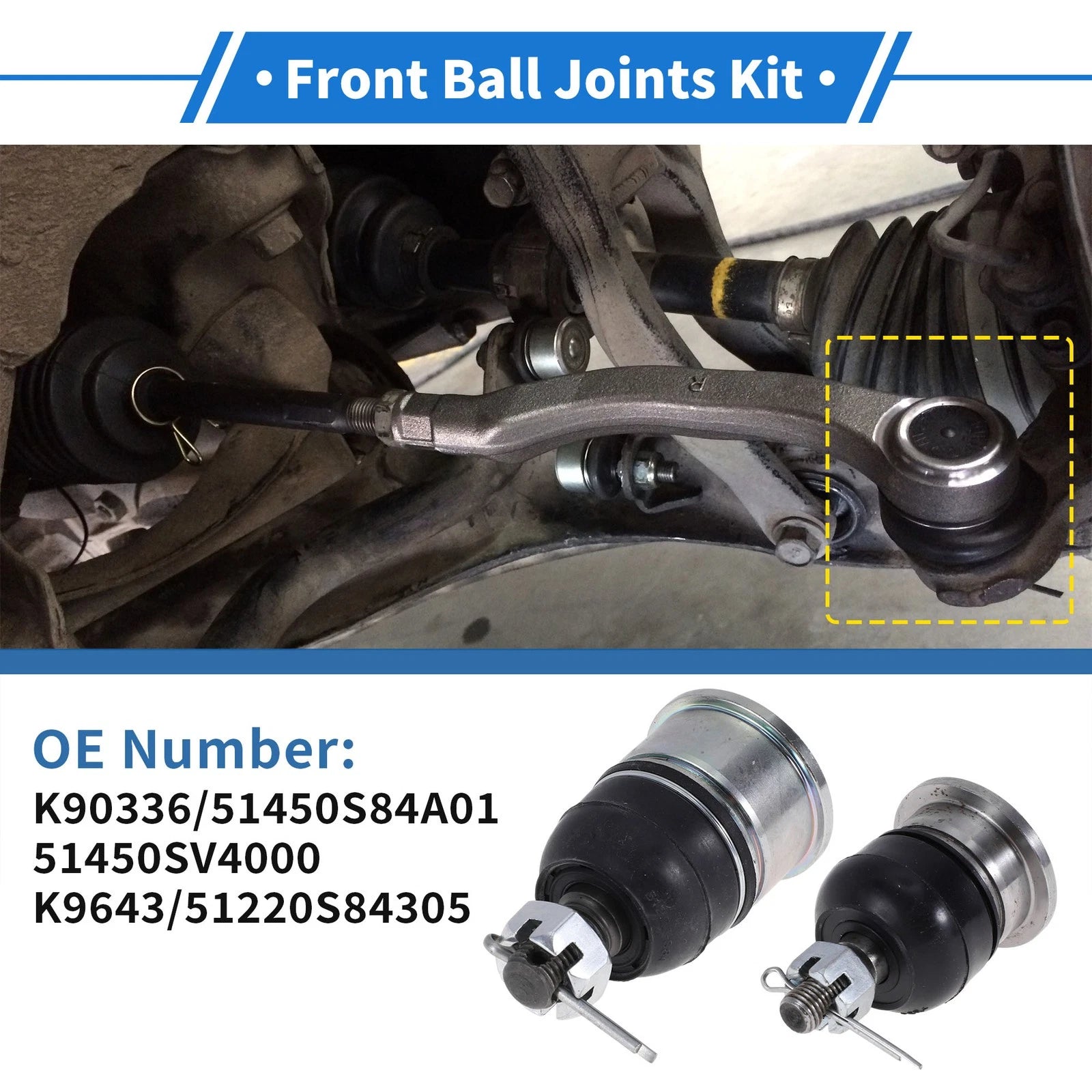 Set of 4 Front Upper & Lower Ball Joints for Honda Accord (1998–2002) No.K90336