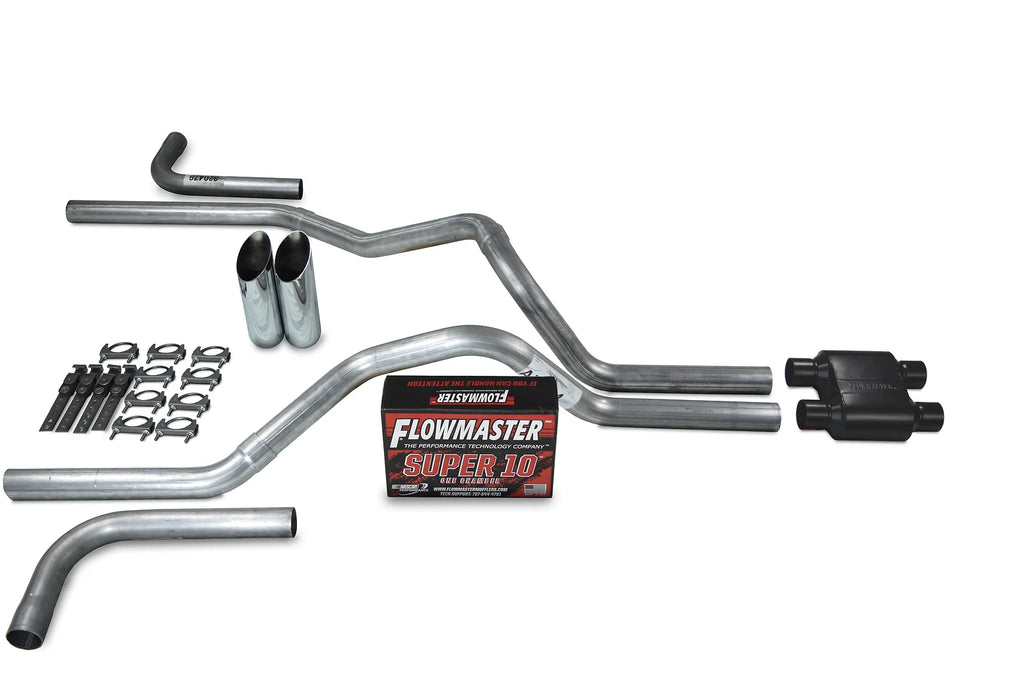 Dual Inlet Exhaust Kit for GM 1500 (1996–1999) - Flowmaster Super 10, Chrome Tips