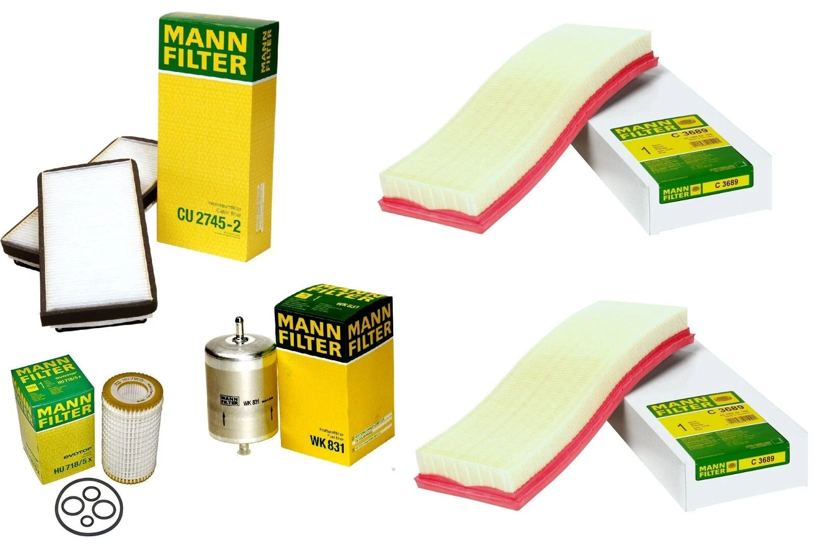 2X Mann Oil Paper Air Filter Kit for Mercedes-Benz C215 W220 (2000–2006)