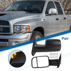 Tow Mirrors for Dodge Ram 2500 3500 (2003–2009) Puddle Lamp Black 1 Pair