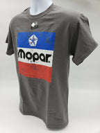 Gray T-Shirt Large Red White Blue 1972 Mopar Emblem Logo Front