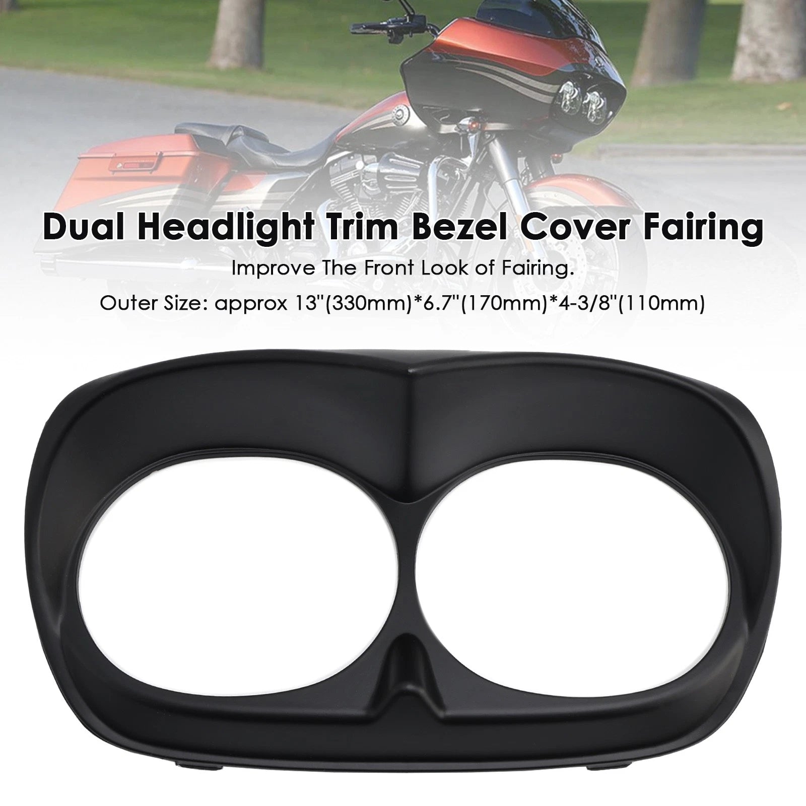 Dual Headlight Trim Bezel Cover for Harley Road Glide (1998–2013) Matte Black
