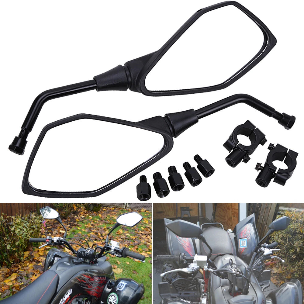 Pair 7/8" Rear View Mirrors for Suzuki Honda Kawasaki (Fitment Specific)