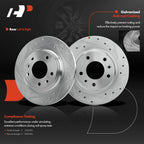 Set of 8 Rear Drilled Brake Rotors and Pads for Ford Lincoln