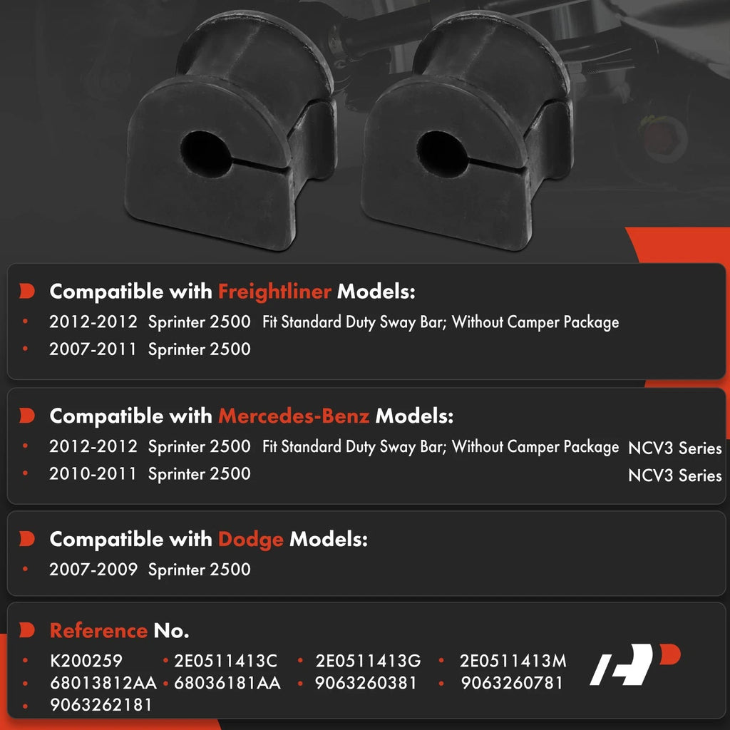 2X Rear Sway Bar Bushings for Mercedes Dodge Sprinter 2500 (2007–2018)