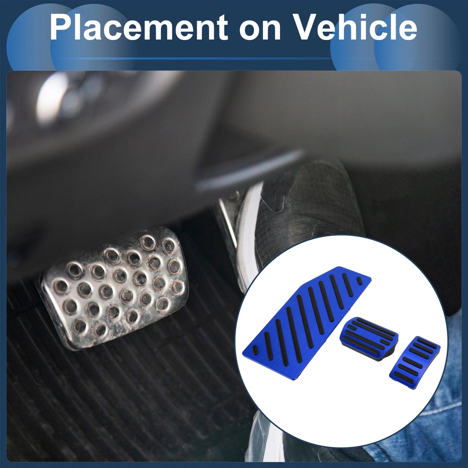 3 Pcs Automatic Foot Accelerator Pedal Covers for Ford Edge (2023) Blue
