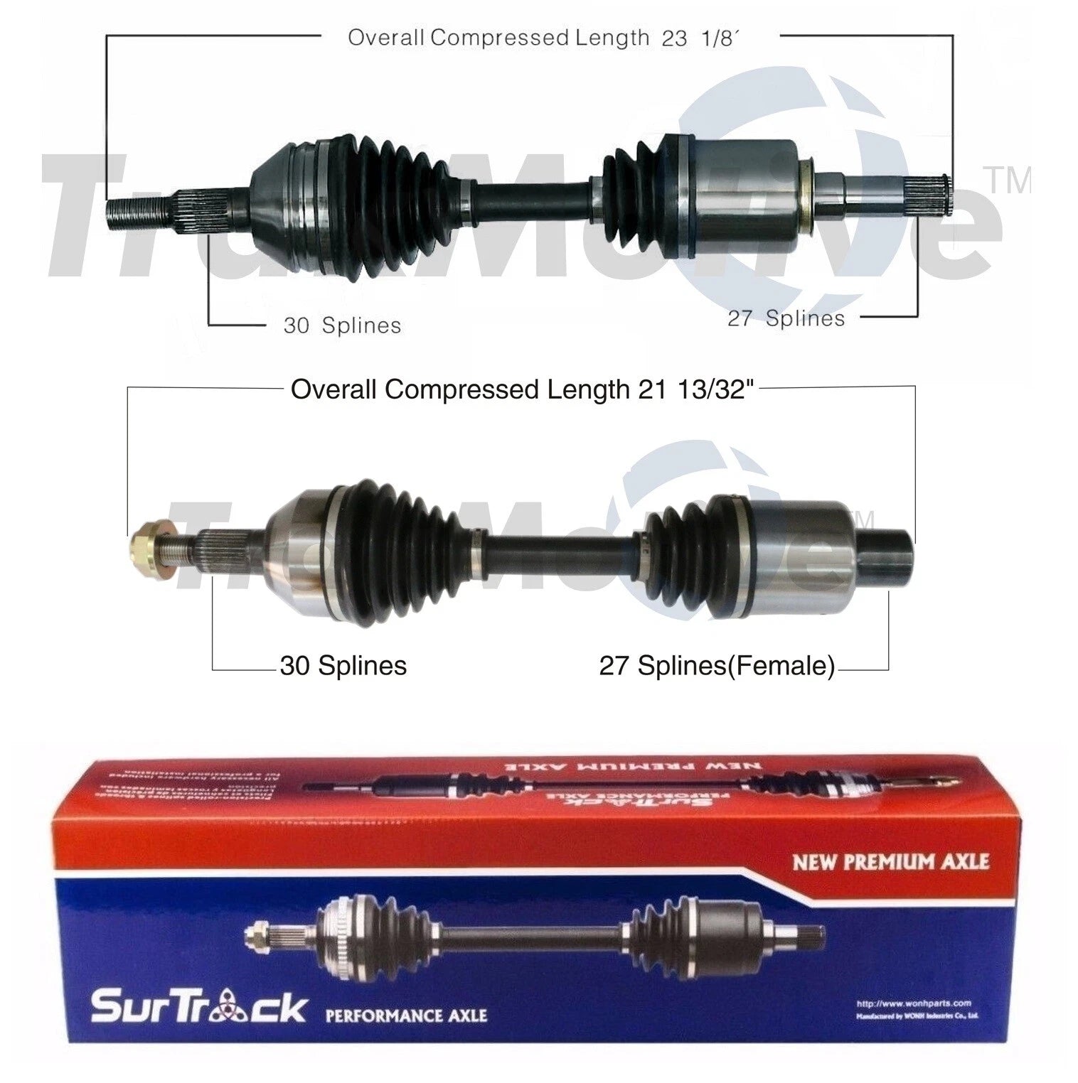 Set of 2 Front CV Axle Shafts for Chevrolet Pontiac (2006–2010) 6T70 FWD