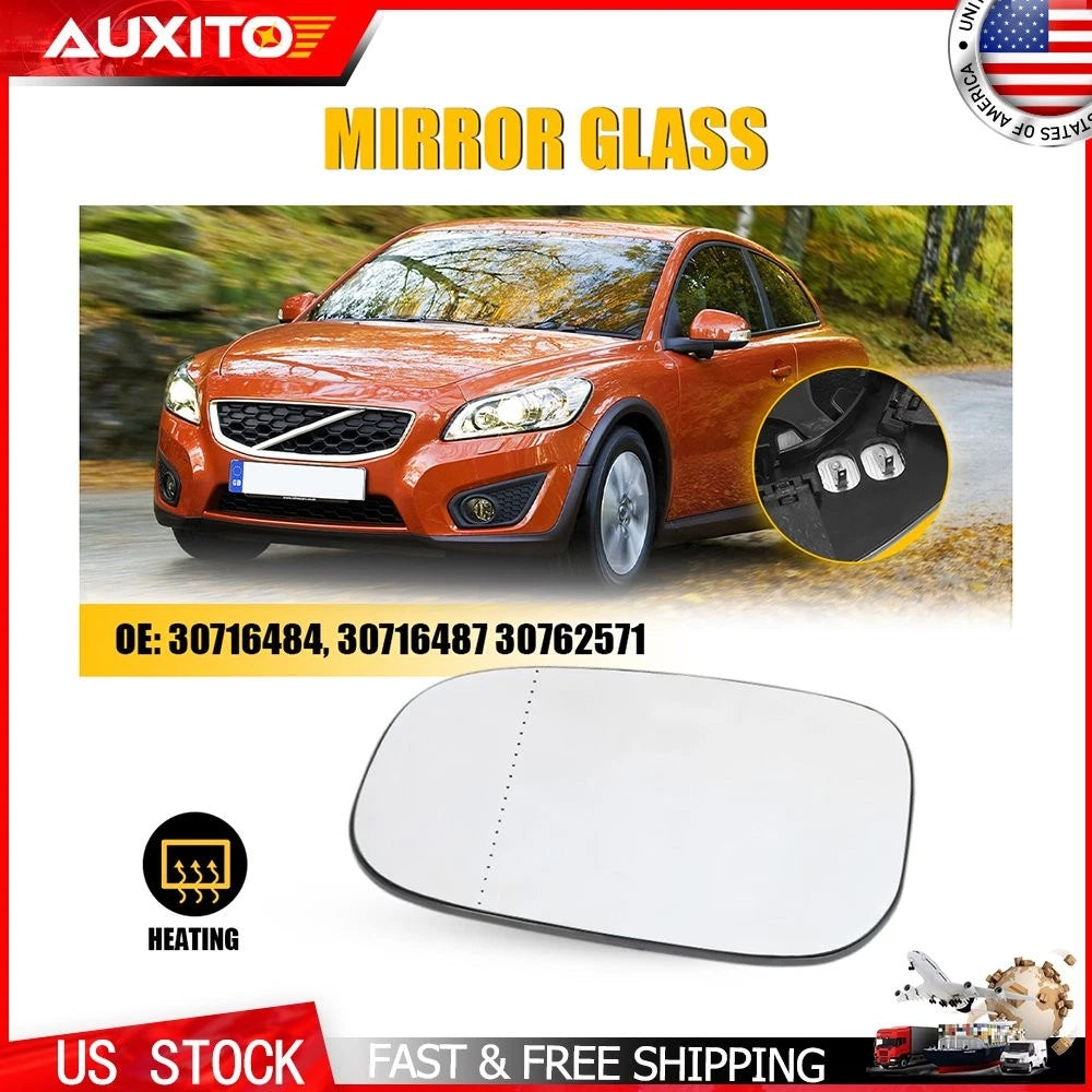 Left Side Heated Mirror Glass for Volvo S80/S40/C30/C70 (2007–2012)