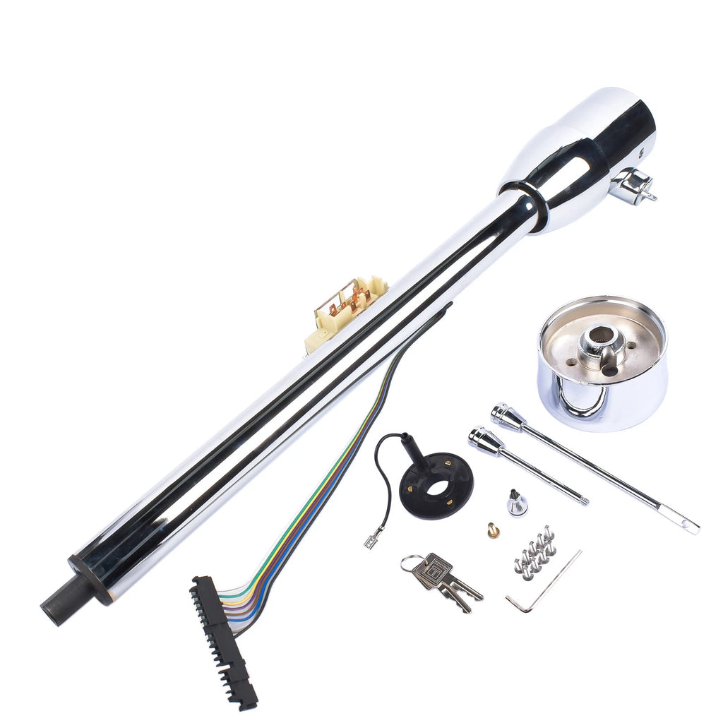 Chrome 32" Manual Tilt Steering Column for Universal Fit (Floor Shift)