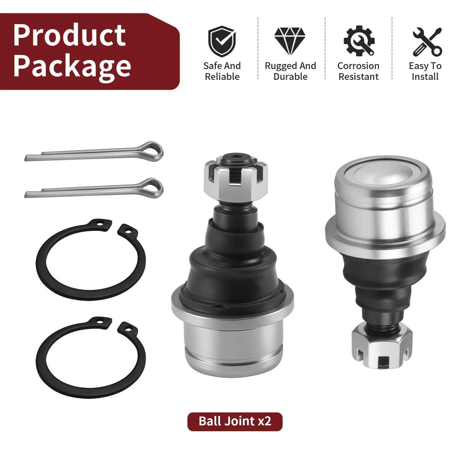 2X Ball Joint Upper & Lower for Honda Rancher 350 400 420 (2000–2019)
