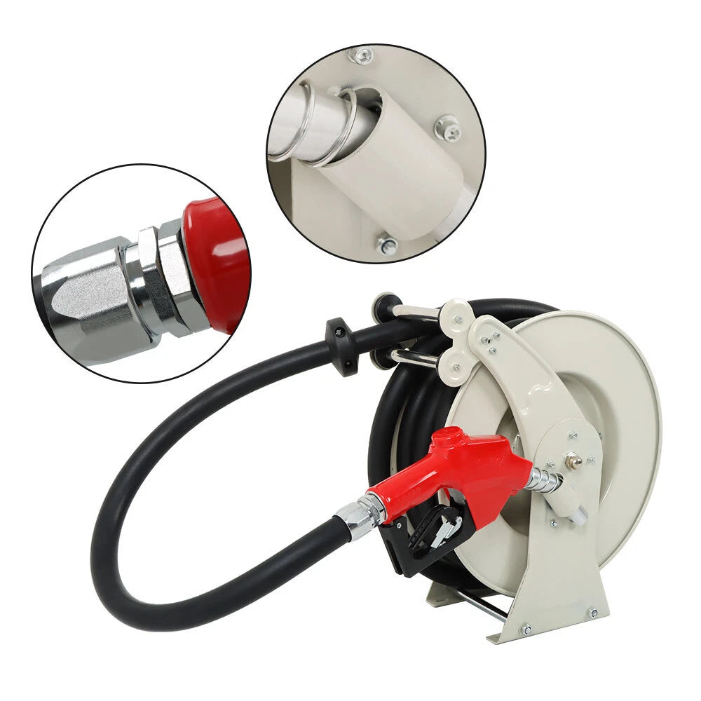 1" x 33' Retractable Diesel Fuel Hose Reel for Automotive Use