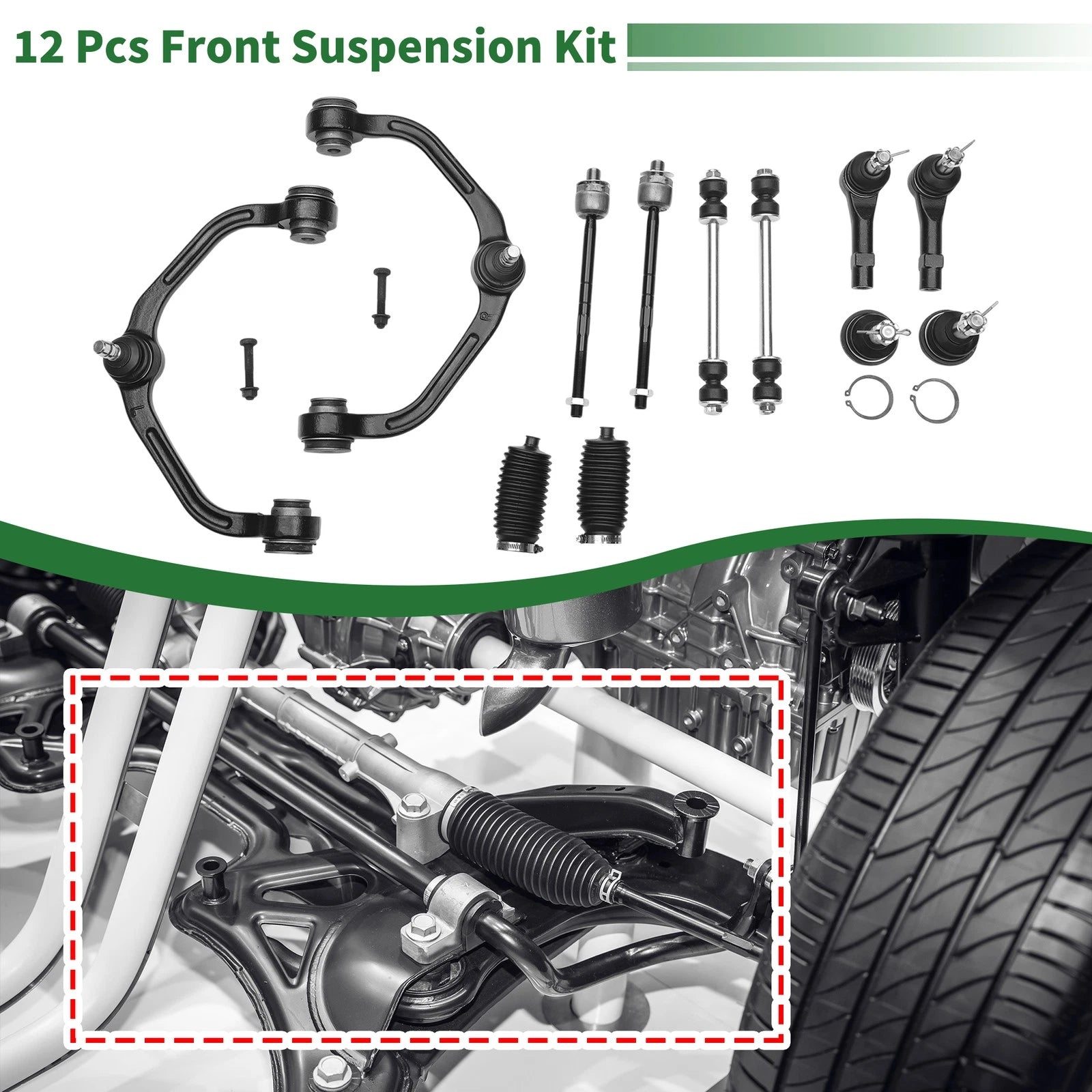 12 Pcs Front Upper Control Arms for Ford Ranger (1998–2011) No.K80052/K80054