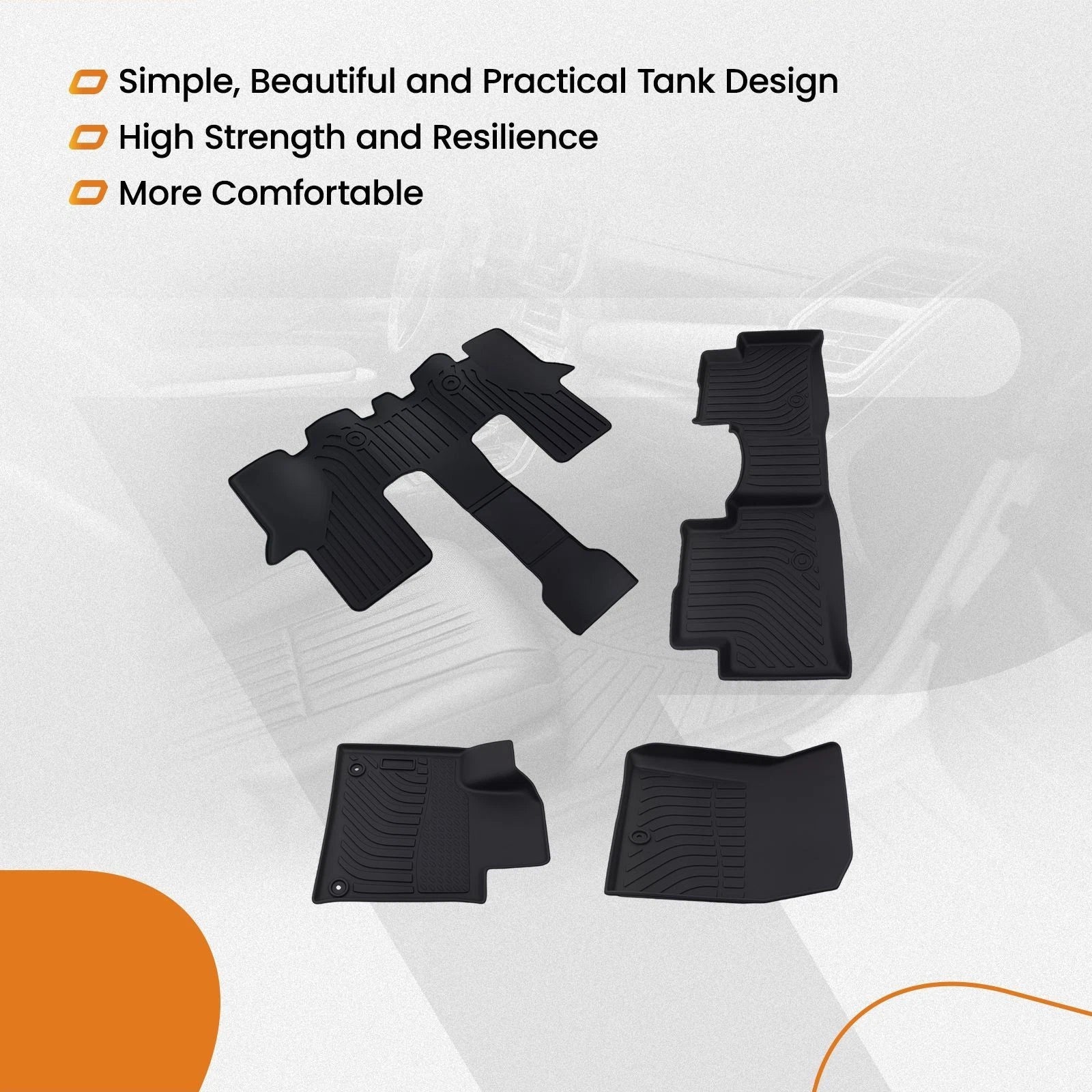 Set of 4 Waterproof Floor Mats for Kia Sorento (2021–2025) TPE Black