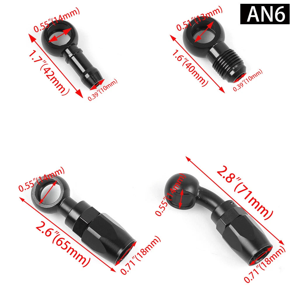 Set of 2 AN6 Swivel Fitting Adapters for Banjo 12MM/14MM Diameter