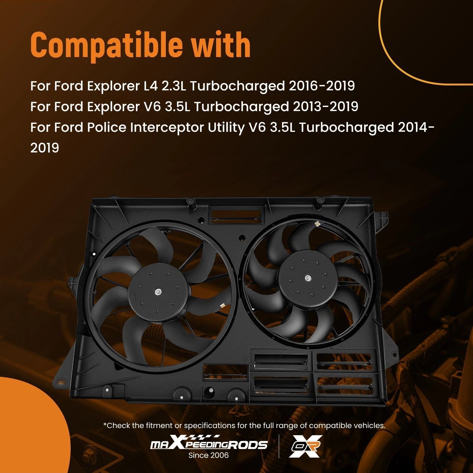 2-Pin Cooling Fan for Ford Explorer Interceptor 3.5L (2014–2019) 76374