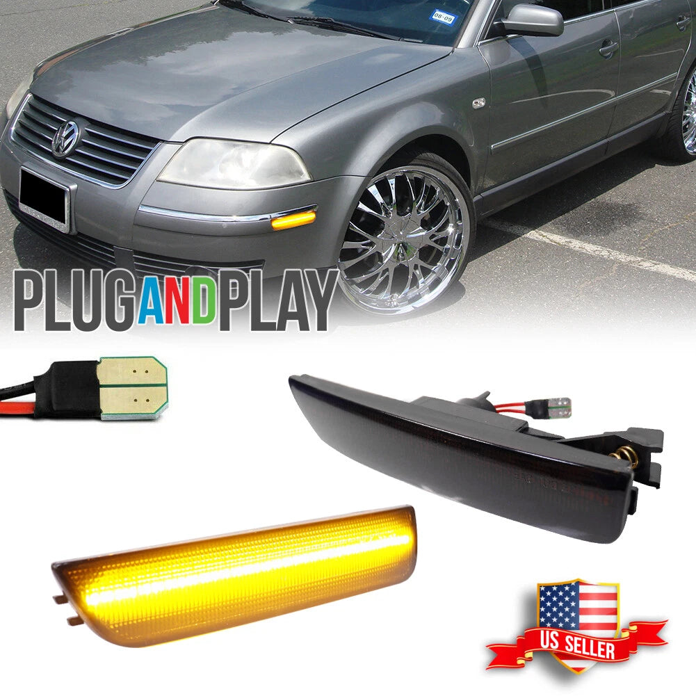 Smoke Lens Amber LED Side Marker Lights for VW Passat B5.5 (2001–2005)