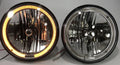 Premium 7 Inch Crystal Headlights Front Pair with Amber LED Halo for Pair (2011–2018)
