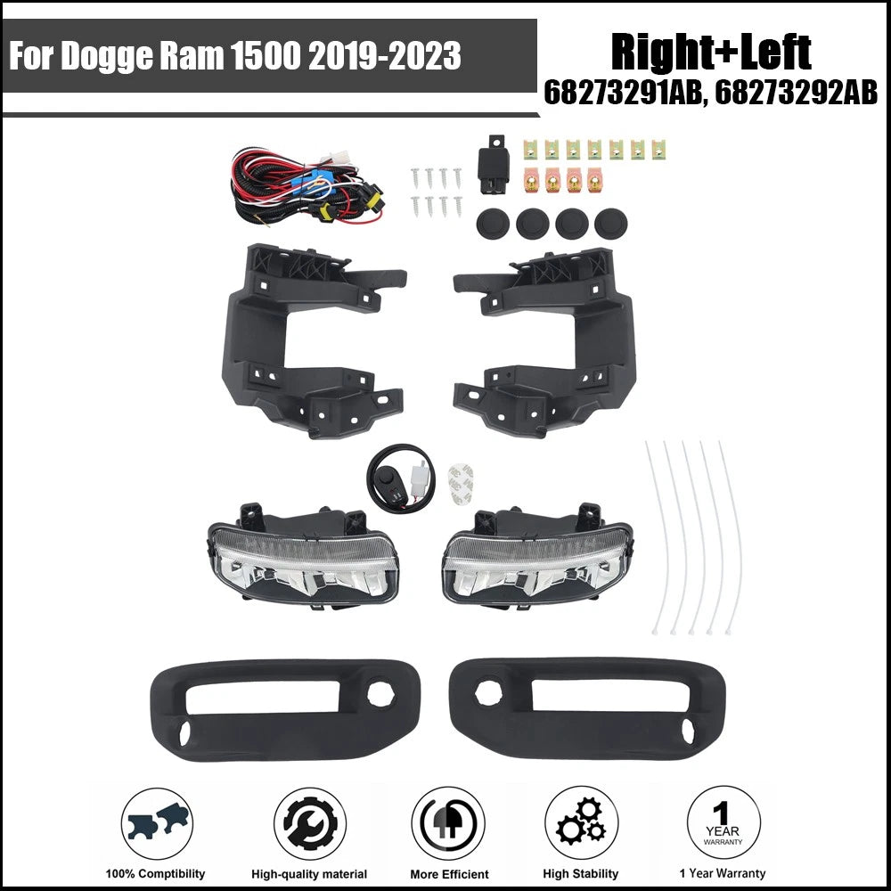 Set of 2 LED Fog Lights for Dodge Ram 1500 (2019â2023)