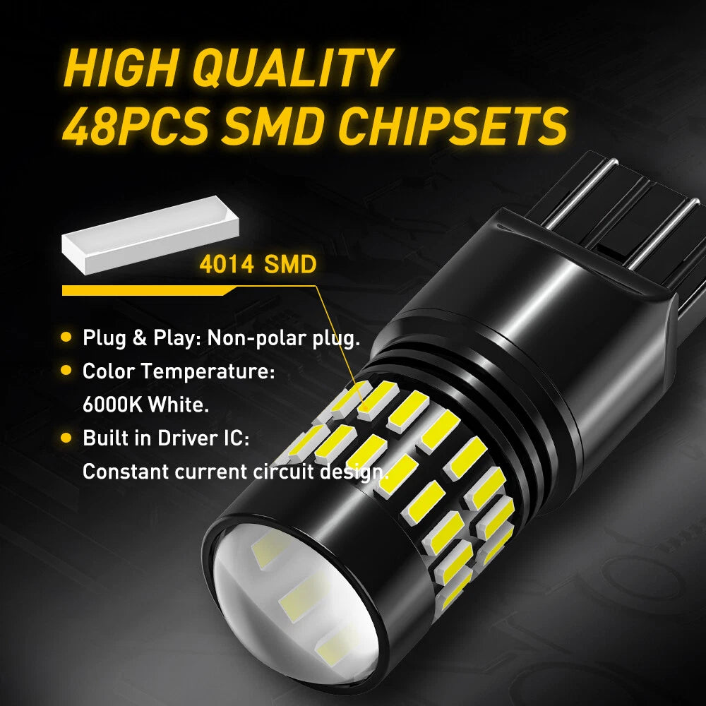 2X LED Backup Reverse Light Bulbs for AUXITO 7440 7441 (6000K)