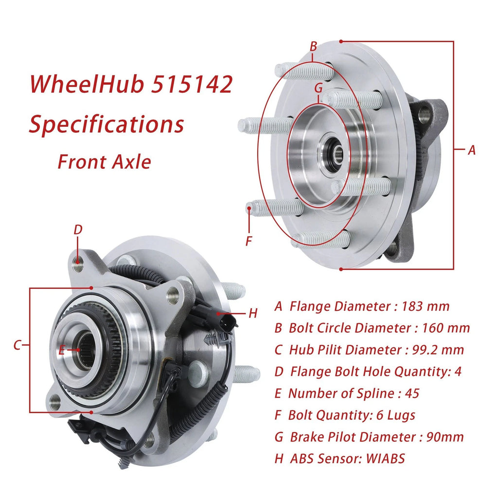 Front Wheel Hub & Bearing Assembly for Ford F150 Expedition (2011–2014)