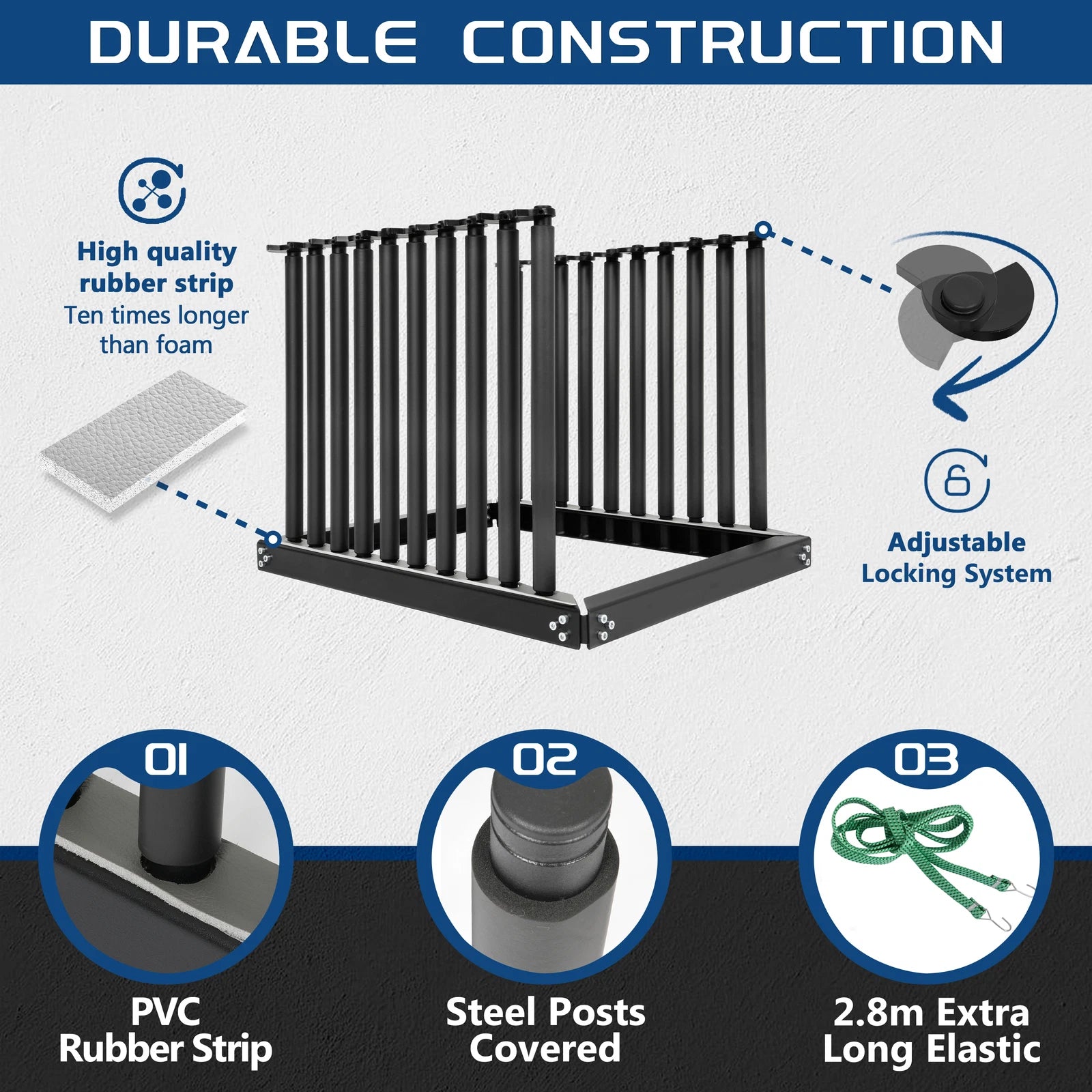 Steel Windshield Rack for Lite Auto Glass (5-10 Slot) with Rubber Pad
