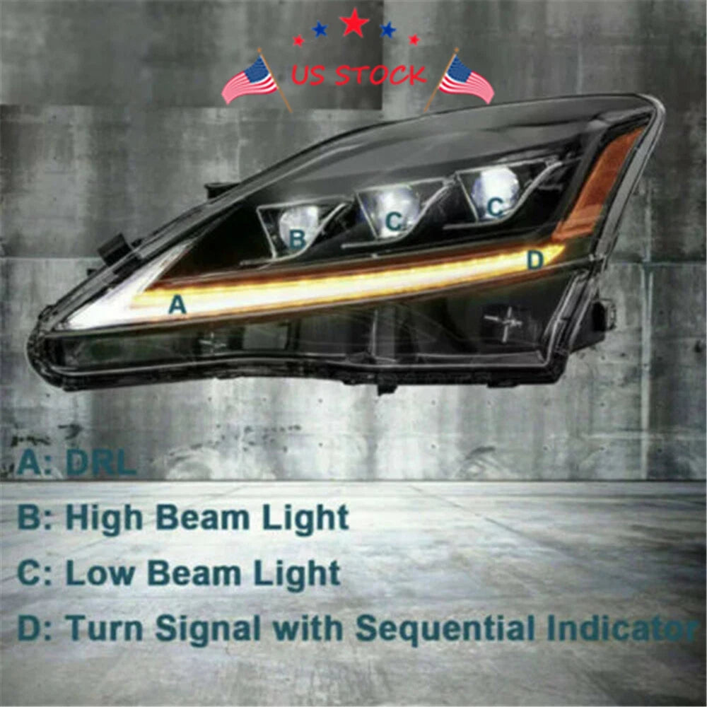 Pair LED Projector Headlights for Lexus IS 350 IS 250 (2006–2012)
