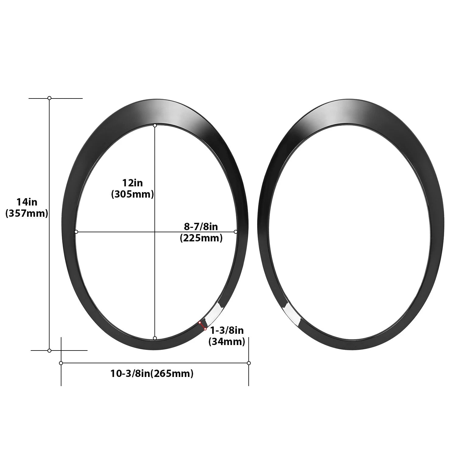 2X Black Headlight Bezel Trim Ring Cover for Mini Cooper R55 R56 (2007-2015)