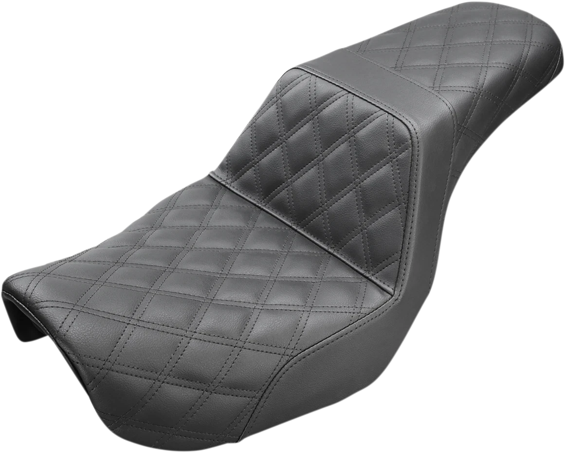 SADDLEMEN Step-Up Seat for Dyna (806-04-175) - Full Lattice Stitch - Black
