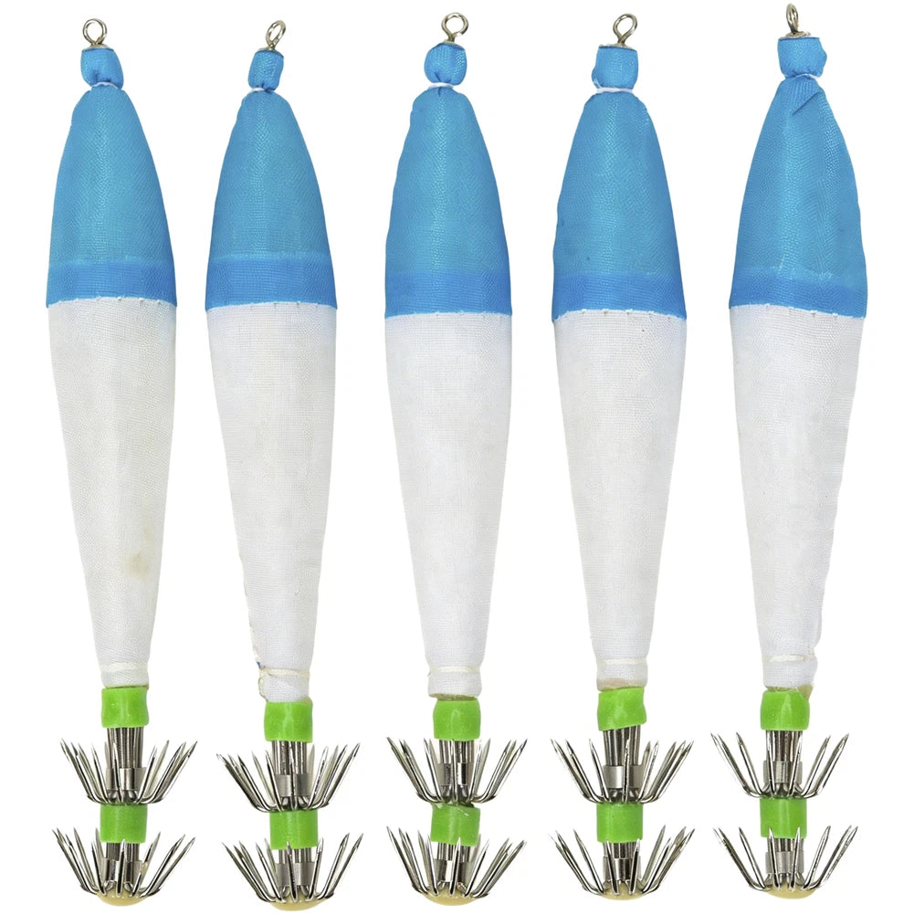 5X Squid Jig Lures for Deep Sea Fishing (Glow in Dark)
